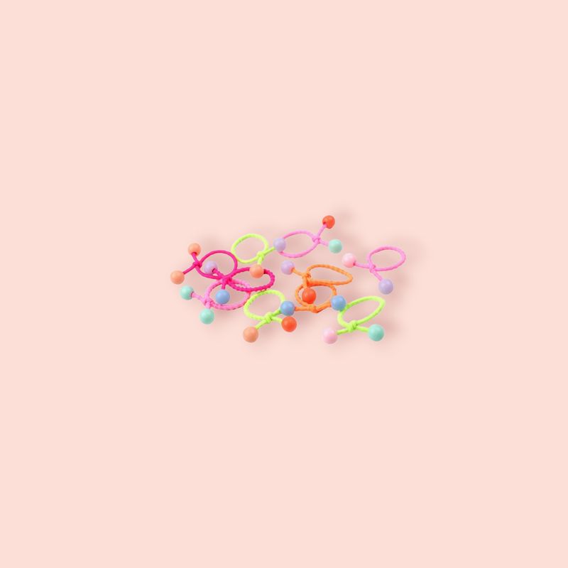 Fashion, accesorii si bijuterii - Copii - Accesorii copii - Accesorii pentru par copii - Set 10 elastice par pentru fetite Crisalida, cu margele rotunde, Multicolor - Infinity.ro