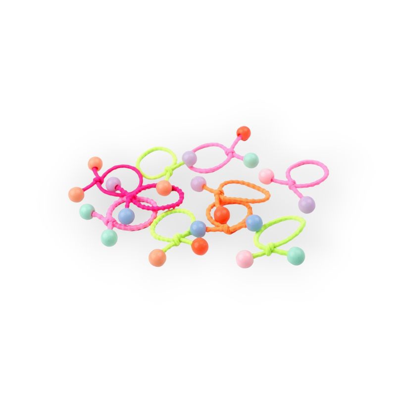 Fashion, accesorii si bijuterii - Copii - Accesorii copii - Accesorii pentru par copii - Set 10 elastice par pentru fetite Crisalida, cu margele rotunde, Multicolor - Infinity.ro