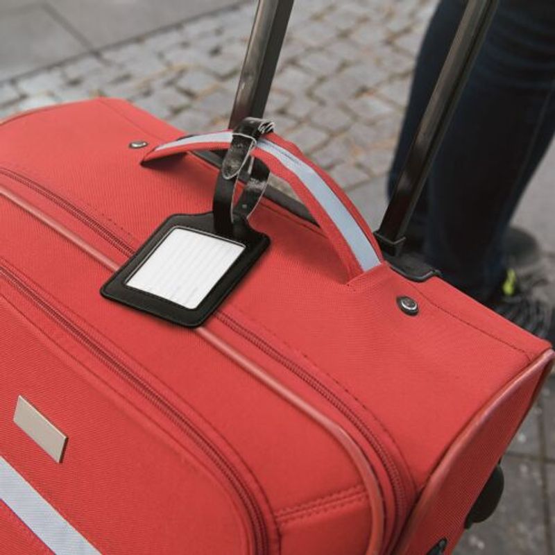 Sport si Outdoor - Camping - Accesorii camping si drumetii - Set 2 Etichete pentru bagaje, Kwmobile, Negru/Alb, Piele ecologica, 53127.05 - Infinity.ro