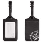 Sport si Outdoor - Camping - Accesorii camping si drumetii - Set 2 Etichete pentru bagaje, Kwmobile, Negru/Alb, Piele ecologica, 53127.05 - Infinity.ro