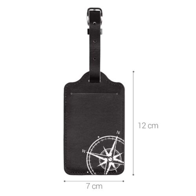 Sport si Outdoor - Camping - Accesorii camping si drumetii - Set 2 Etichete pentru bagaje, Kwmobile, Negru/Alb, Piele ecologica, 53127.05 - Infinity.ro