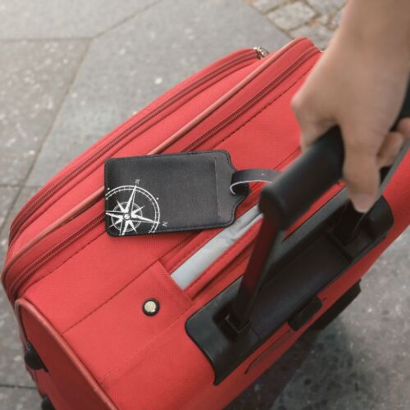 Sport si Outdoor - Camping - Accesorii camping si drumetii - Set 2 Etichete pentru bagaje, Kwmobile, Negru/Alb, Piele ecologica, 53127.05 - Infinity.ro