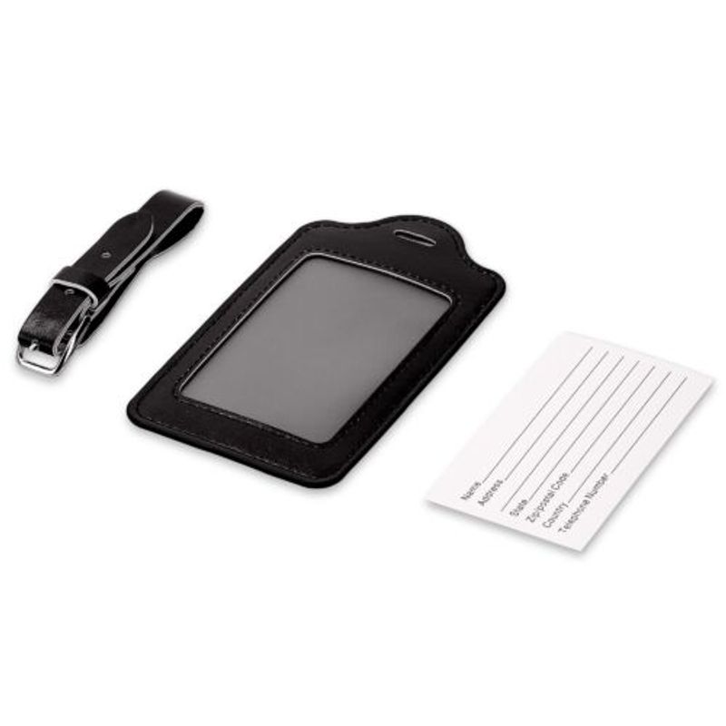 Sport si Outdoor - Camping - Accesorii camping si drumetii - Set 2 Etichete pentru bagaje, Kwmobile, Negru/Alb, Piele ecologica, 53127.05 - Infinity.ro