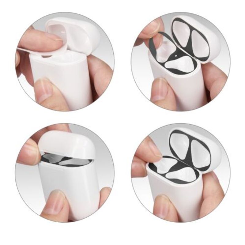 PC, gaming si accesorii - Gaming - Accesorii gaming - Controlere, Volane si Casti gaming - Set 2 Aparatori de praf pentru casti Apple AirPods 2/AirPods 1, Kwmobile, Negru, Plastic, 48242.01 - Infinity.ro