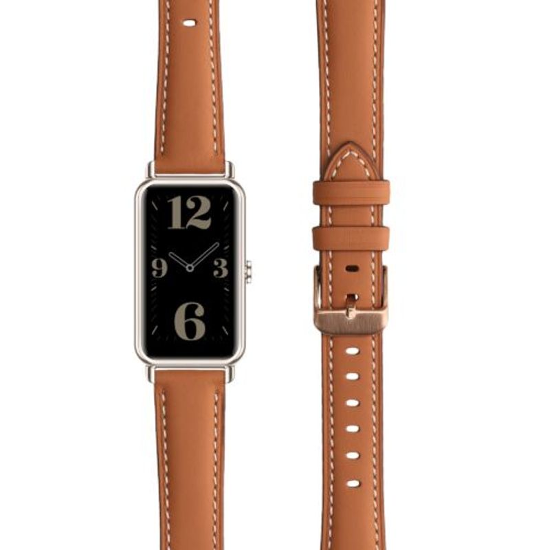 Laptop, Telefoane si Tablete - Wearables si gadgeturi - Gadgeturi - Accesorii SMART - Curea pentru Huawei Watch Fit Mini, Kwmobile, Maro, Piele naturala, 59534.05 - Infinity.ro