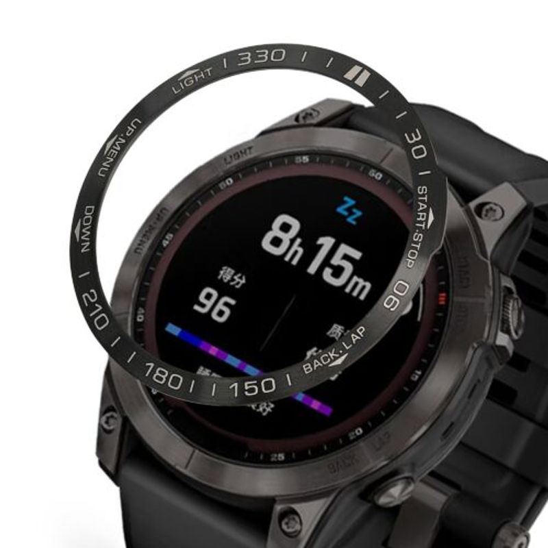 Laptop, Telefoane si Tablete/Wearables si gadgeturi/Gadgeturi/Accesorii SMART - Rama cadran pentru Garmin Fenix 7, Kwmobile, Negru/Argintiu, Aluminiu, 58350.01 - Infinity.ro