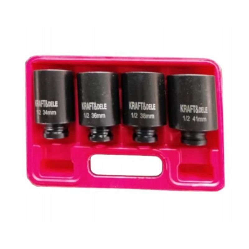 Casa si Gradina/Constructii/Scule electrice si accesorii/Masini de gaurit si insurubat - Set de 4 chei impact tubulare de 34-36-38 si 41mm cu 12 laturi si patrat de 1/2" B-11754 - Infinity.ro
