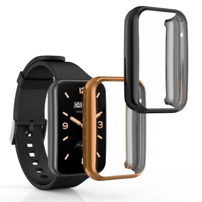 Laptop, Telefoane si Tablete - Wearables si gadgeturi - Gadgeturi - Accesorii SMART - Set 2 huse kwmobile pentru Xiaomi Mi Band 7 Pro, Silicon, Negru/Auriu, 59605.04 - Infinity.ro