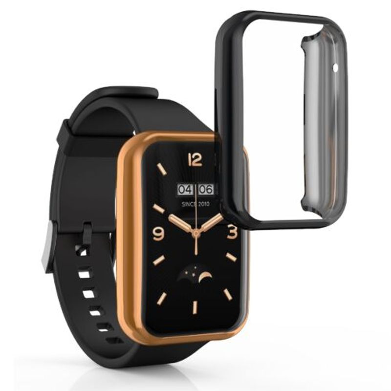 Laptop, Telefoane si Tablete - Wearables si gadgeturi - Gadgeturi - Accesorii SMART - Set 2 huse kwmobile pentru Xiaomi Mi Band 7 Pro, Silicon, Negru/Auriu, 59605.04 - Infinity.ro