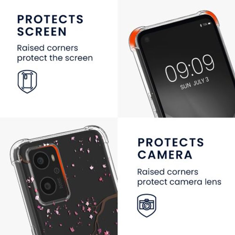 Laptop, Telefoane si Tablete - Telefoane mobile si accesorii - Accesorii Telefoane - Huse telefoane - Bumper kwmobile pentru OPPO A76, Silicon, Transparent/Roz, 60042.01 - Infinity.ro