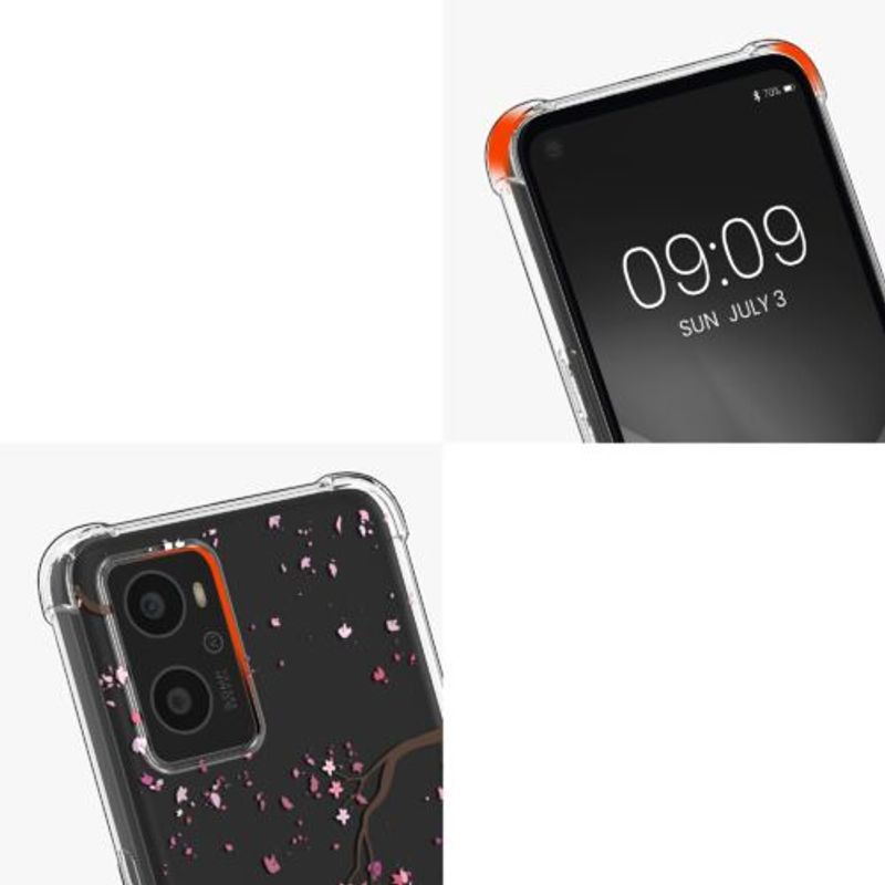 Laptop, Telefoane si Tablete - Telefoane mobile si accesorii - Accesorii Telefoane - Huse telefoane - Bumper kwmobile pentru OPPO A76, Silicon, Transparent/Roz, 60042.01 - Infinity.ro