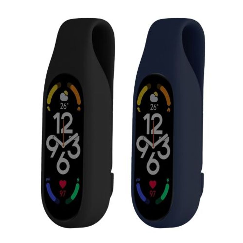 Laptop, Telefoane si Tablete - Wearables si gadgeturi - Gadgeturi - Accesorii SMART - Set 2 Huse pentru Xiaomi Mi Band 7/Mi Band 6/Mi Band 5, Kwmobile, Negru/Albastru, Silicon, 59313.02 - Infinity.ro