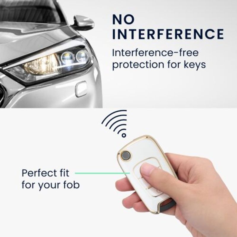 Auto si Moto - Electronice auto - Accesorii electronice auto - Husa Cheie Auto pentru Hyundai 3 Butoane, Kwmobile, Alb/Auriu, Silicon, 56000.02 - Infinity.ro