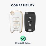 Auto si Moto - Electronice auto - Accesorii electronice auto - Husa Cheie Auto pentru Hyundai 3 Butoane, Kwmobile, Alb/Auriu, Silicon, 56000.02 - Infinity.ro