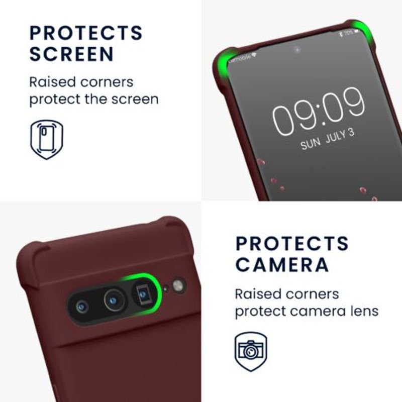 Laptop, Telefoane si Tablete - Telefoane mobile si accesorii - Accesorii Telefoane - Huse telefoane - Bumper kwmobile pentru Google Pixel 7 Pro, Silicon, Visiniu, 59967.187 - Infinity.ro