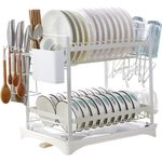 Casa si Gradina - Bucatarie si vesela - Organizare si depozitare bucatarie - Scurgator vase - Raft scurgator de vase, Quasar & Co.®, etajat, cu suport cutite, tacamuri, tocator, tava scurgere,42.4x30x41cm, metal - Infinity.ro