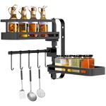 Casa si Gradina - Mobilier - Biblioteci si rafturi - Rafturi - Raft depozitare, Quasar & Co.®, rotativ, etajera cu 2 polite, cu rotatie 180°, cu carlige, metal, 30 x 30 x 12 cm, negru - Infinity.ro