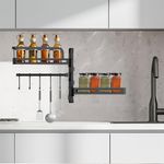 Casa si Gradina - Mobilier - Biblioteci si rafturi - Rafturi - Raft depozitare, Quasar & Co.®, rotativ, etajera cu 2 polite, cu rotatie 180°, cu carlige, metal, 30 x 30 x 12 cm, negru - Infinity.ro
