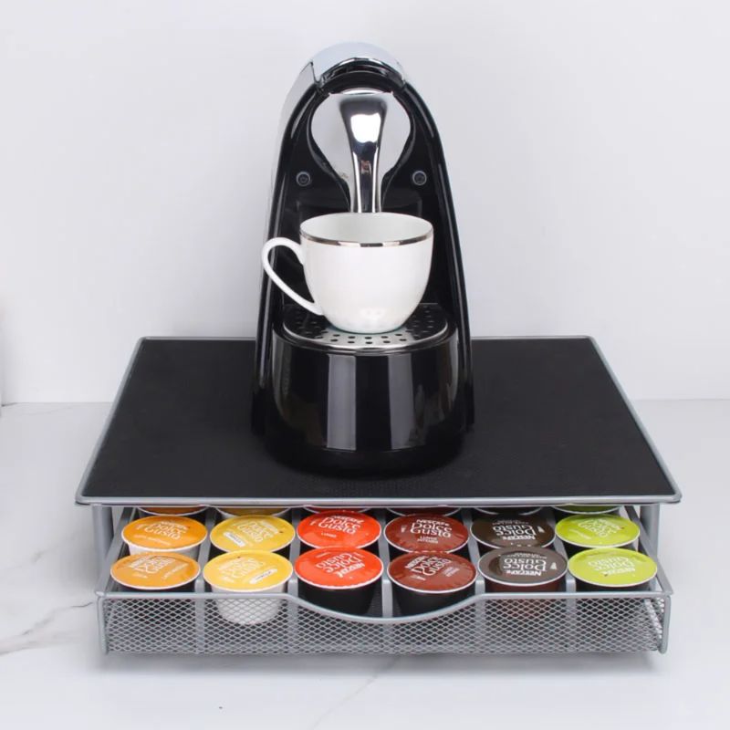 Electronice si Electrocasnice - Electrocasnice bucatarie - Preparare bauturi - Accesorii si consumabile aparate preparare bauturi - Suport pentru 36 capsule cafea,Quasar & Co.®,suport cafetiera, stand orizontal,suprafata antiaderenta,35x39x7,7 cm,metal - Infinity.ro