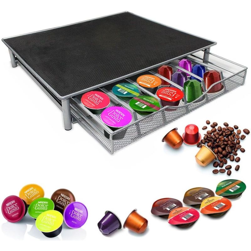 Electronice si Electrocasnice - Electrocasnice bucatarie - Preparare bauturi - Accesorii si consumabile aparate preparare bauturi - Suport pentru 36 capsule cafea,Quasar & Co.®,suport cafetiera, stand orizontal,suprafata antiaderenta,35x39x7,7 cm,metal - Infinity.ro