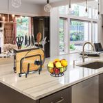 Casa si Gradina - Bucatarie si vesela - Organizare si depozitare bucatarie - Suporturi tacamuri si vase - Suport ustensile bucatarie, Quasar & Co.®, pentru capac/tocator, tacamuri si cutite, otel inoxidabil, 24x13x23.5cm,negru - Infinity.ro