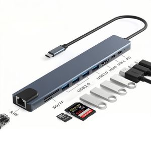 Hub Adaptor Multiport 10 in 1, USB-C 3.1, 4K HDMI Output, LAN RJ45 Ethernet (1000 MB/S), 3x USB 2.0, 1xUSB 3.0