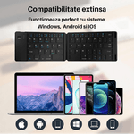 PC, gaming si accesorii - Periferice PC - Tastaturi - Tastatura Pliabila Slim, Bluetooth, fara fir, universala, compatibila Windows, Android, IOS, Negru - Infinity.ro
