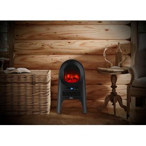 Aeroterma ceramica tip semineu Zilan ZLN5664 Neagra, cu animatie, telecomanda, putere 2000W