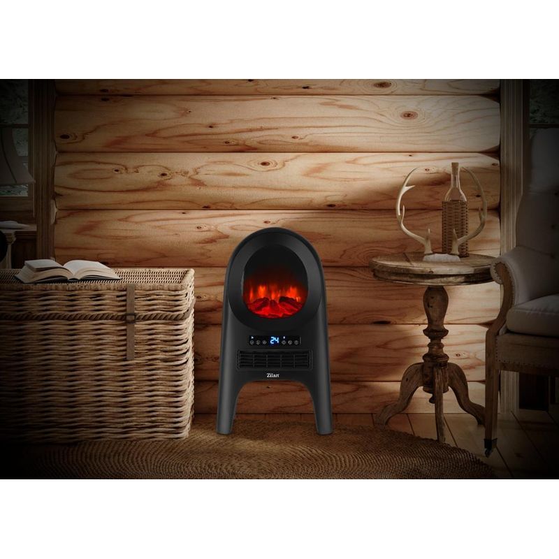 Casa si Gradina - Gradina si terasa - Mobilier exterior - Incalzitoare terasa - Aeroterma ceramica tip semineu Zilan ZLN5664 Neagra, cu animatie, telecomanda, putere 2000W - Infinity.ro