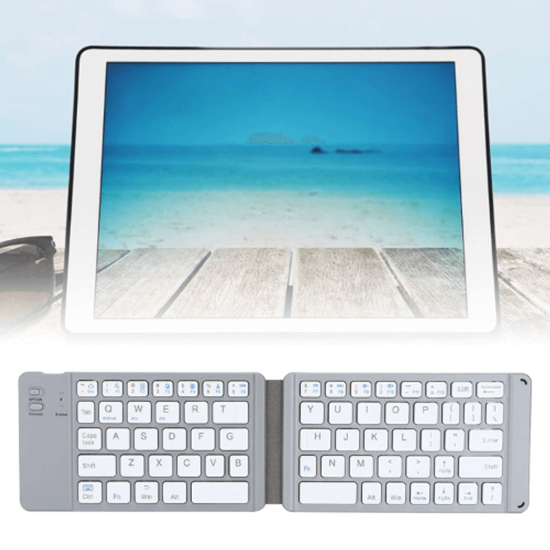 PC, gaming si accesorii - Periferice PC - Tastaturi - Tastatura Pliabila Slim, Bluetooth, fara fir, universala, compatibila Windows, Android, IOS, Argintiu - Infinity.ro