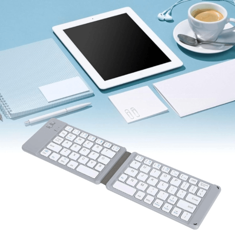 PC, gaming si accesorii - Periferice PC - Tastaturi - Tastatura Pliabila Slim, Bluetooth, fara fir, universala, compatibila Windows, Android, IOS, Argintiu - Infinity.ro