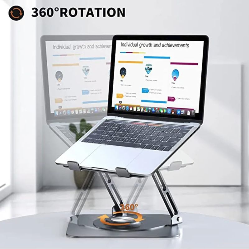 Laptop, Telefoane si Tablete - Laptopuri si accesorii - Accesorii Laptop - Standuri/Coolere notebook - Stand pentru laptop si tableta rotativ 360° grade, pliabil si portabil, inaltime reglabila, 2 Coolere integrate - Infinity.ro