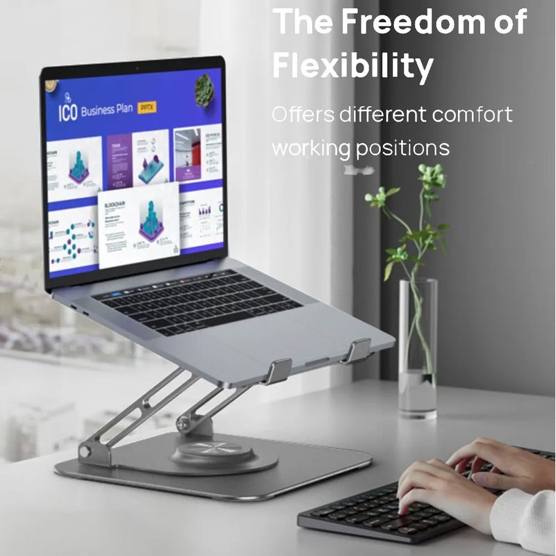 Laptop, Telefoane si Tablete - Laptopuri si accesorii - Accesorii Laptop - Standuri/Coolere notebook - Stand pentru laptop si tableta rotativ 360° grade, pliabil si portabil, inaltime reglabila, 2 Coolere integrate - Infinity.ro