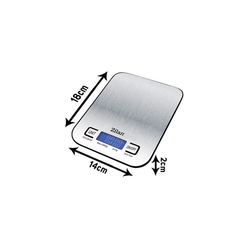 Electronice si Electrocasnice - Electrocasnice bucatarie - Mixere, tocatoare & roboti de bucatarie - Cantare de bucatarie - Cantar alimentar digital Zilan ZLN2984 Gri, capacitate 5000g, inchidere automata - Infinity.ro