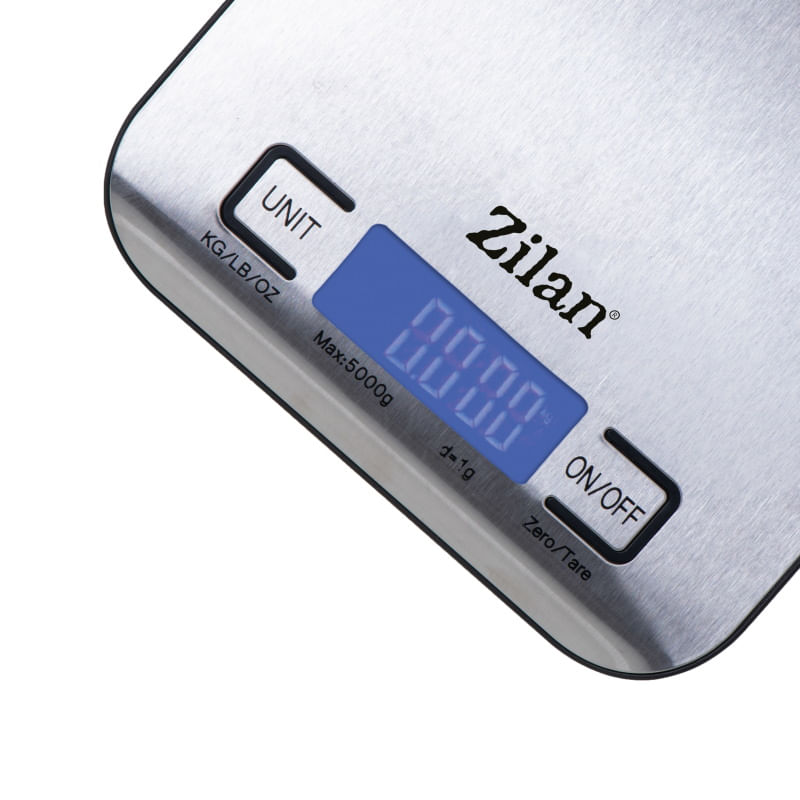 Electronice si Electrocasnice - Electrocasnice bucatarie - Mixere, tocatoare & roboti de bucatarie - Cantare de bucatarie - Cantar alimentar digital Zilan ZLN2984 Gri, capacitate 5000g, inchidere automata - Infinity.ro