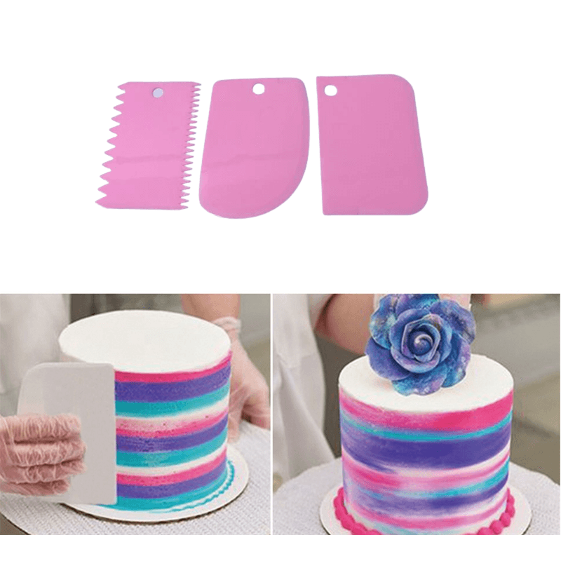 Casa si Gradina - Bucatarie si vesela - Ustensile bucatarie - Pensule, spatule si teluri bucatarie - Set 3 Spatule pentru Ornare cu Crema sau Frisca Torturi si Prajituri Roz - Infinity.ro