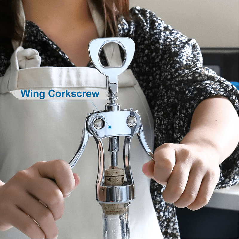 Casa si Gradina - Bucatarie si vesela - Accesorii bar - Tirbusoane si dopuri - Tirbuson  Profesional pentru Sticle de Vin  Imbuteliate  din Otel cu Manere  Anti-alunecare 2 in 1 - 21,5 cm G Glixicom® - Infinity.ro