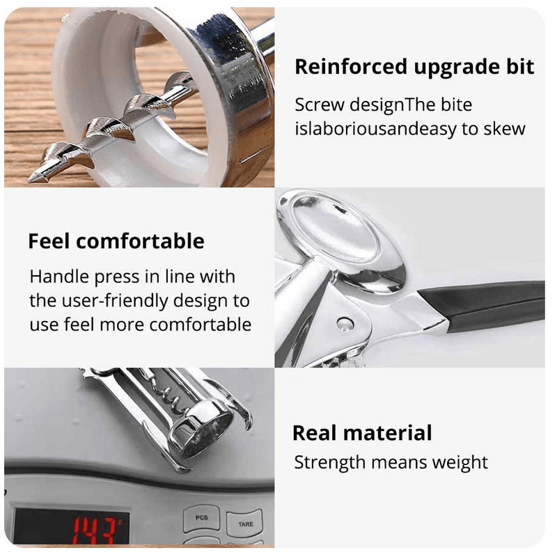 Casa si Gradina - Bucatarie si vesela - Accesorii bar - Tirbusoane si dopuri - Tirbuson  Profesional pentru Sticle de Vin  Imbuteliate  din Otel cu Manere  Anti-alunecare 2 in 1 - 21,5 cm G Glixicom® - Infinity.ro