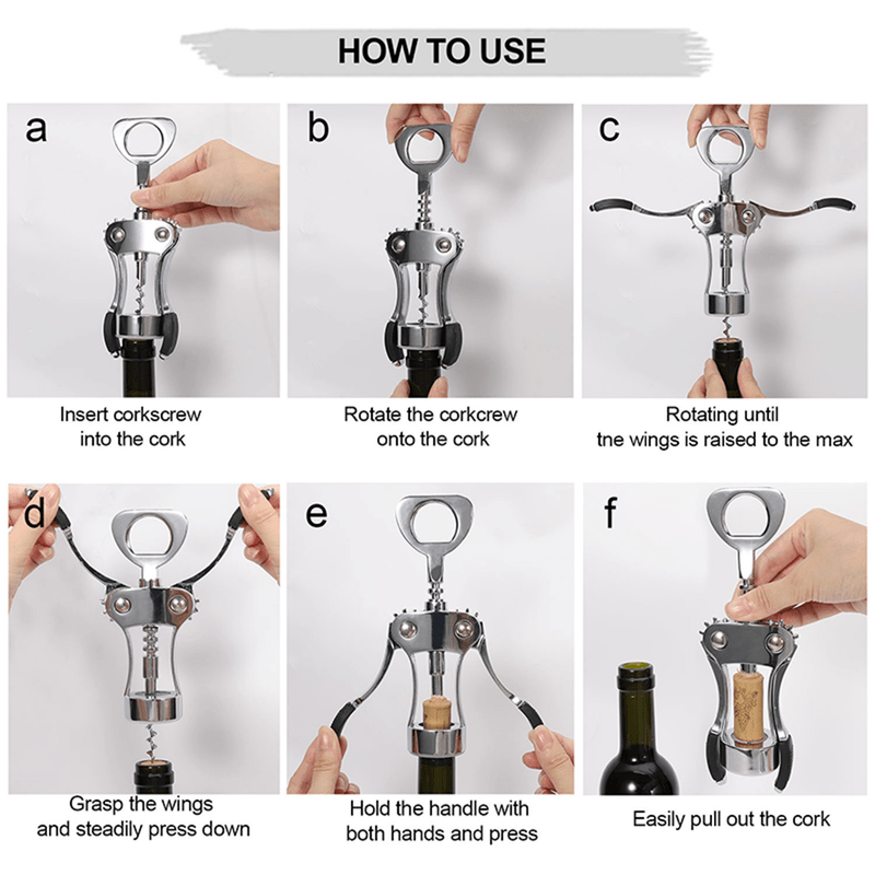 Casa si Gradina - Bucatarie si vesela - Accesorii bar - Tirbusoane si dopuri - Tirbuson  Profesional pentru Sticle de Vin  Imbuteliate  din Otel cu Manere  Anti-alunecare 2 in 1 - 21,5 cm G Glixicom® - Infinity.ro