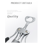 Casa si Gradina - Bucatarie si vesela - Accesorii bar - Tirbusoane si dopuri - Tirbuson  Profesional pentru Sticle de Vin  Imbuteliate  din Otel cu Manere  Anti-alunecare 2 in 1 - 21,5 cm G Glixicom® - Infinity.ro