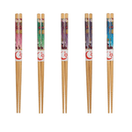 Casa si Gradina - Bucatarie si vesela - Vesela si tacamuri - Tacamuri si seturi - Set 5 Perechi Betisoare Chinezesti din Bambus Lacuit Model Floral 22 cm - Infinity.ro