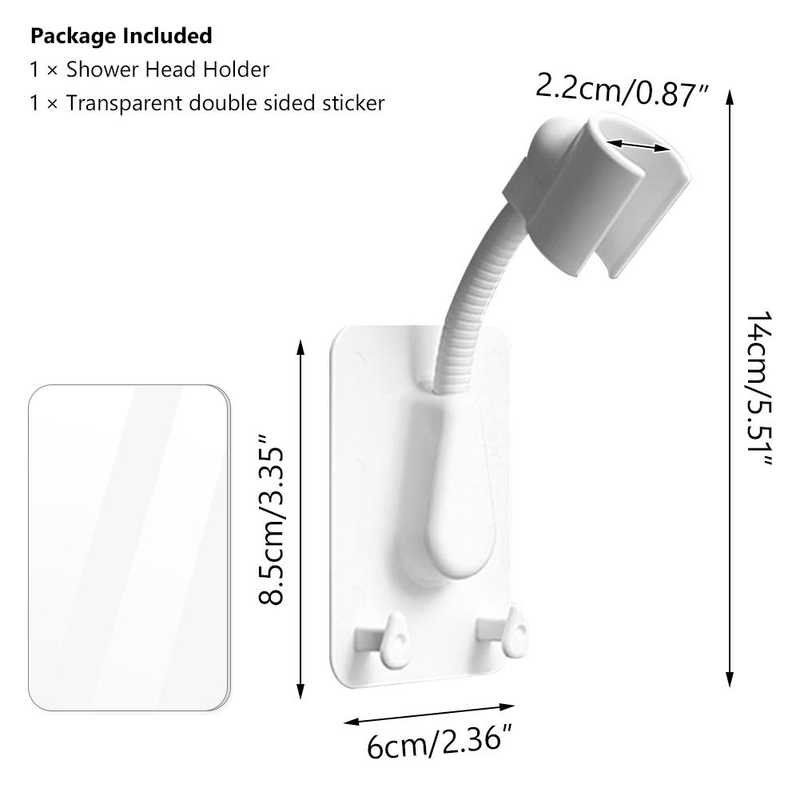 Casa si Gradina - Sanitare - Suporturi si accesorii baie - Suporturi baie - Suport Reglabil pentru Capat Dus cu 2 Agatatori Burete aplicabil cu Banda Dublu Adeziva Inclusa Alb G Glixicom® - Infinity.ro