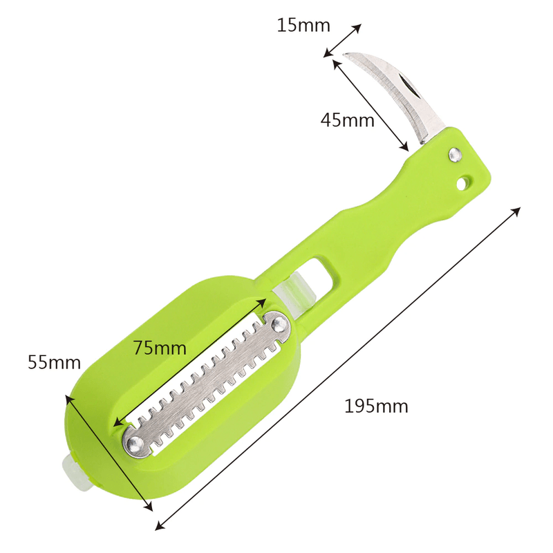 Casa si Gradina - Bucatarie si vesela - Ustensile bucatarie - Razatori si curatatoare - Aparat 2 in 1 pentru Curatat Solzi si Eviscerat Peste cu Capac 19,5 x 5,5 cm - Infinity.ro