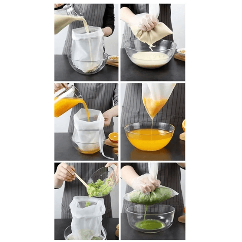 Casa si Gradina - Bucatarie si vesela - Ustensile bucatarie - Site bucatarie, strecuratori si accesorii - Punga pentru Filtrat si Strecurat Alimente cu Plasa Fina Reutilizabila Inchidere cu Snur 30 x 20 cm Glixicom - Infinity.ro
