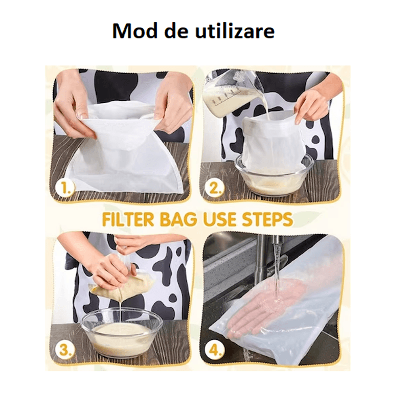Casa si Gradina - Bucatarie si vesela - Ustensile bucatarie - Site bucatarie, strecuratori si accesorii - Punga pentru Filtrat si Strecurat Alimente cu Plasa Fina Reutilizabila Inchidere cu Snur 30 x 20 cm Glixicom - Infinity.ro