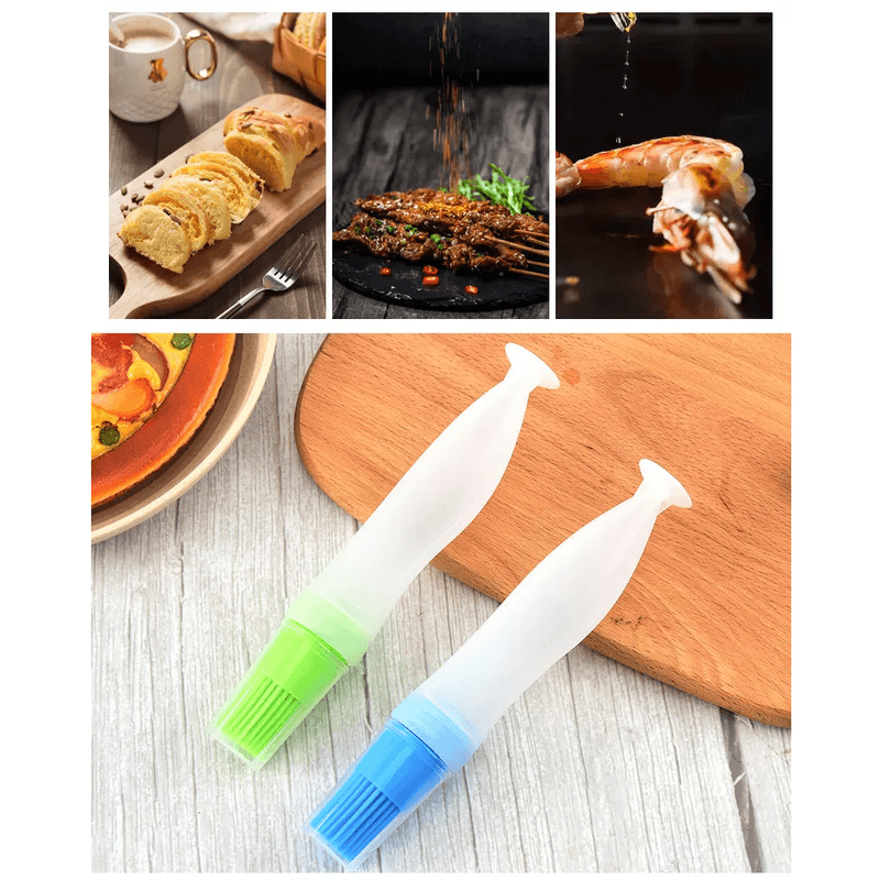Casa si Gradina - Bucatarie si vesela - Ustensile bucatarie - Pensule, spatule si teluri bucatarie - Recipient din Silicon cu Pensula pentru Ulei, Ou sau Unt Topit Albastru - Infinity.ro