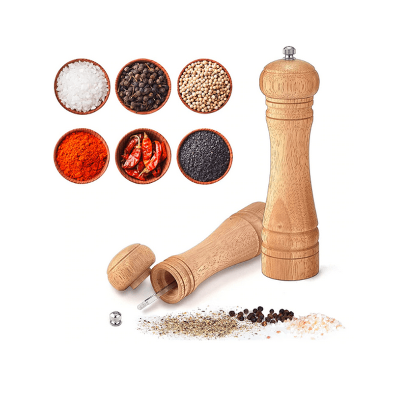 Casa si Gradina - Bucatarie si vesela - Ustensile bucatarie - Rasnite si dozatoare condimente - Set 2 Bucati Rasnita Piper - Sare din Lemn si Metal cu Sistem de Macinare Ceramic Reglabil 22 x 5,5 cm G Glixicom® - Infinity.ro