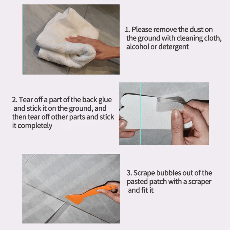 Casa si Gradina - Constructii - Gresie si faianta - Chit si adeziv faianta - Set 12 Bucati Banda Adeziva Antiderapanta din Silicon pentru Baie Trepte sau Podea 20 cm x 2 cm G Glixicom® - Infinity.ro