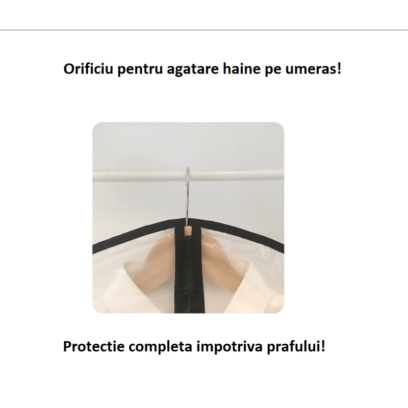Market - Spalare si intretinere rufe - Produse intretinere textile - Intretinere textile - Husa Haine Transparenta pentru Depozitare sau Transport din PEVA G Glixicom® 60 x 80 cm Alb - Negru - Infinity.ro