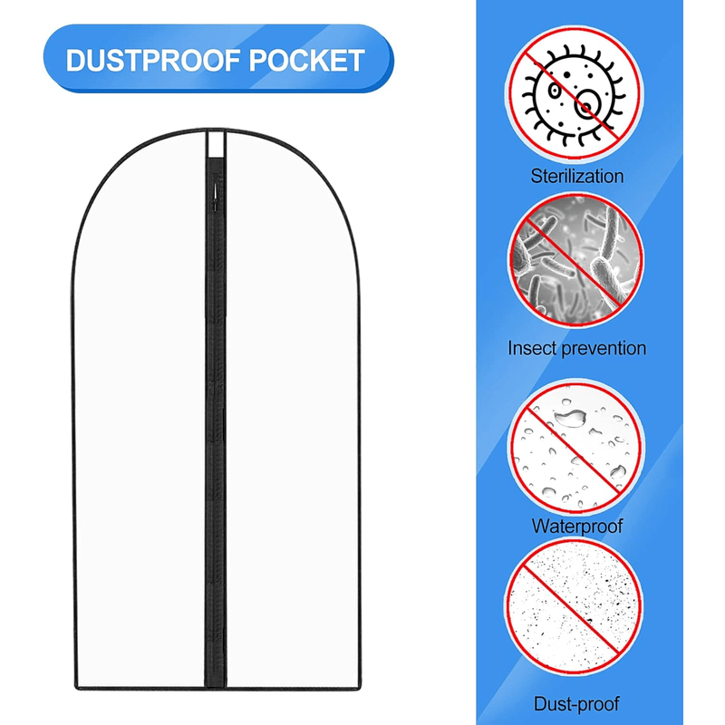 Market - Spalare si intretinere rufe - Produse intretinere textile - Intretinere textile - Husa Haine Transparenta pentru Depozitare sau Transport din PEVA G Glixicom® 60 x 80 cm Alb - Negru - Infinity.ro